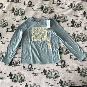 Cat & jack dusty blue groovy peace 70s long sleeve girls t shirt size s (6-7)